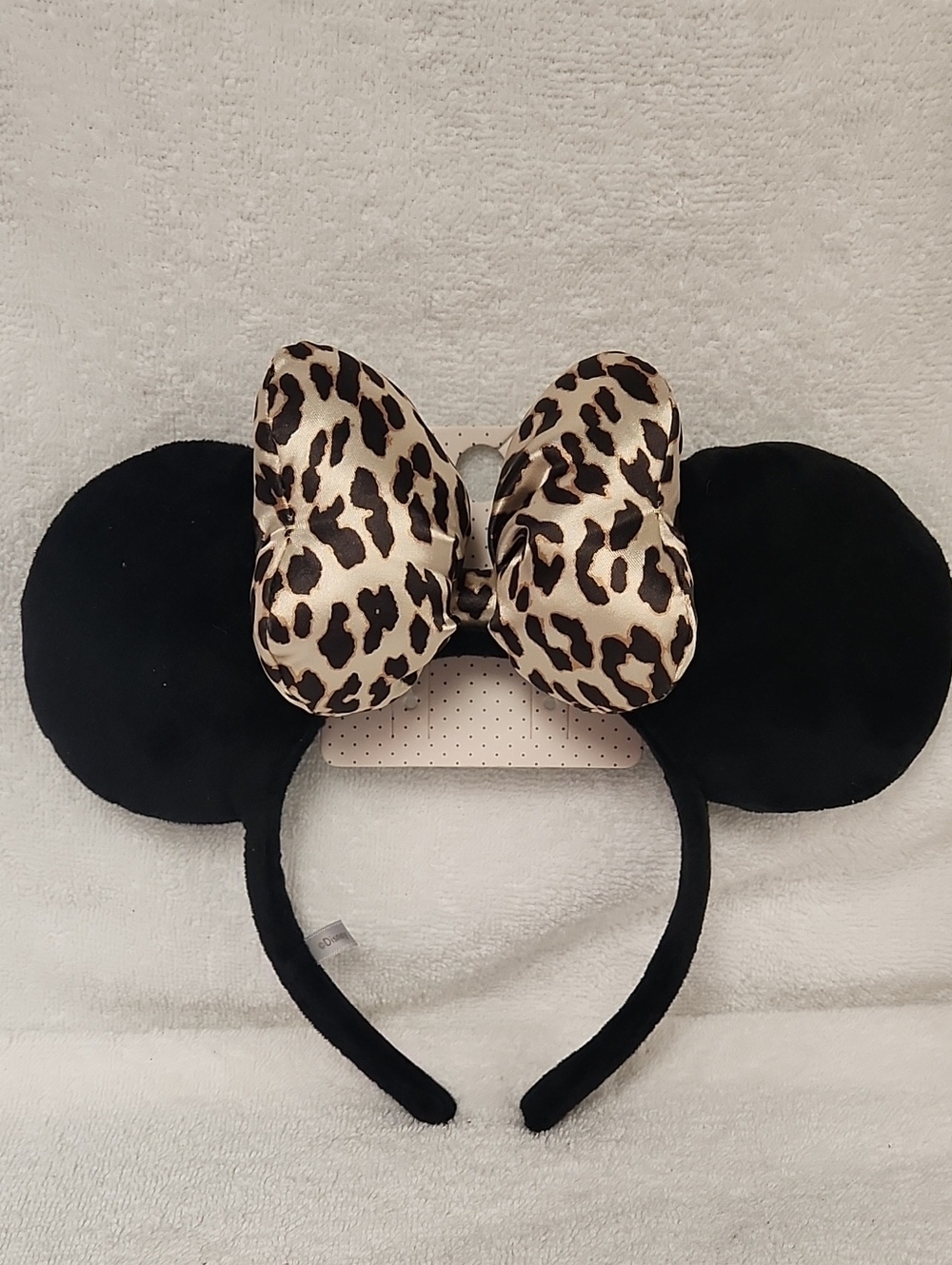 Primark Black Minnie Ears Headband with Leopard Print Bow